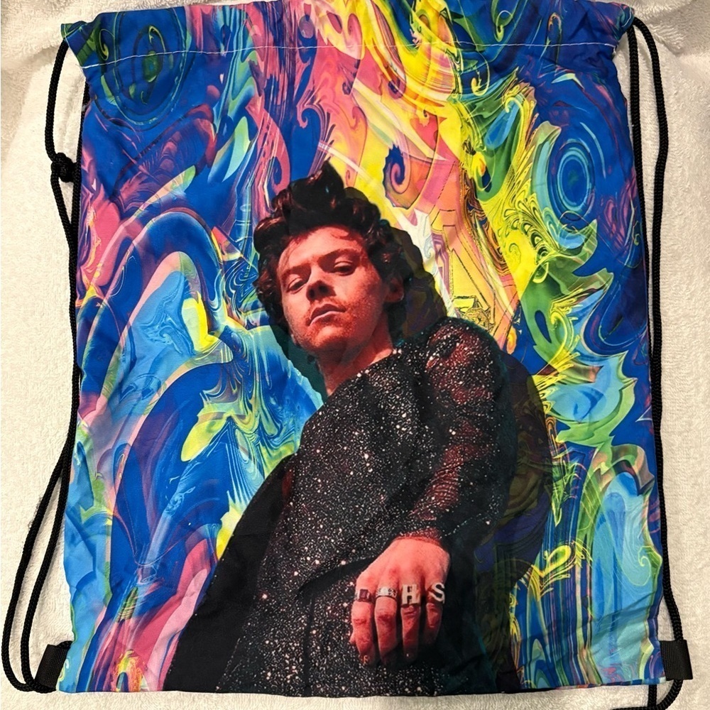 Harry Styles Colorful Drawstring Backpack - Picture 2 of 4
